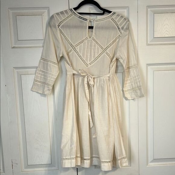 TOPSHOP Size 6 Cream Pullover Dress Lightweight Lace Victorian Fit & Flare Midi - Picture 8 of 8